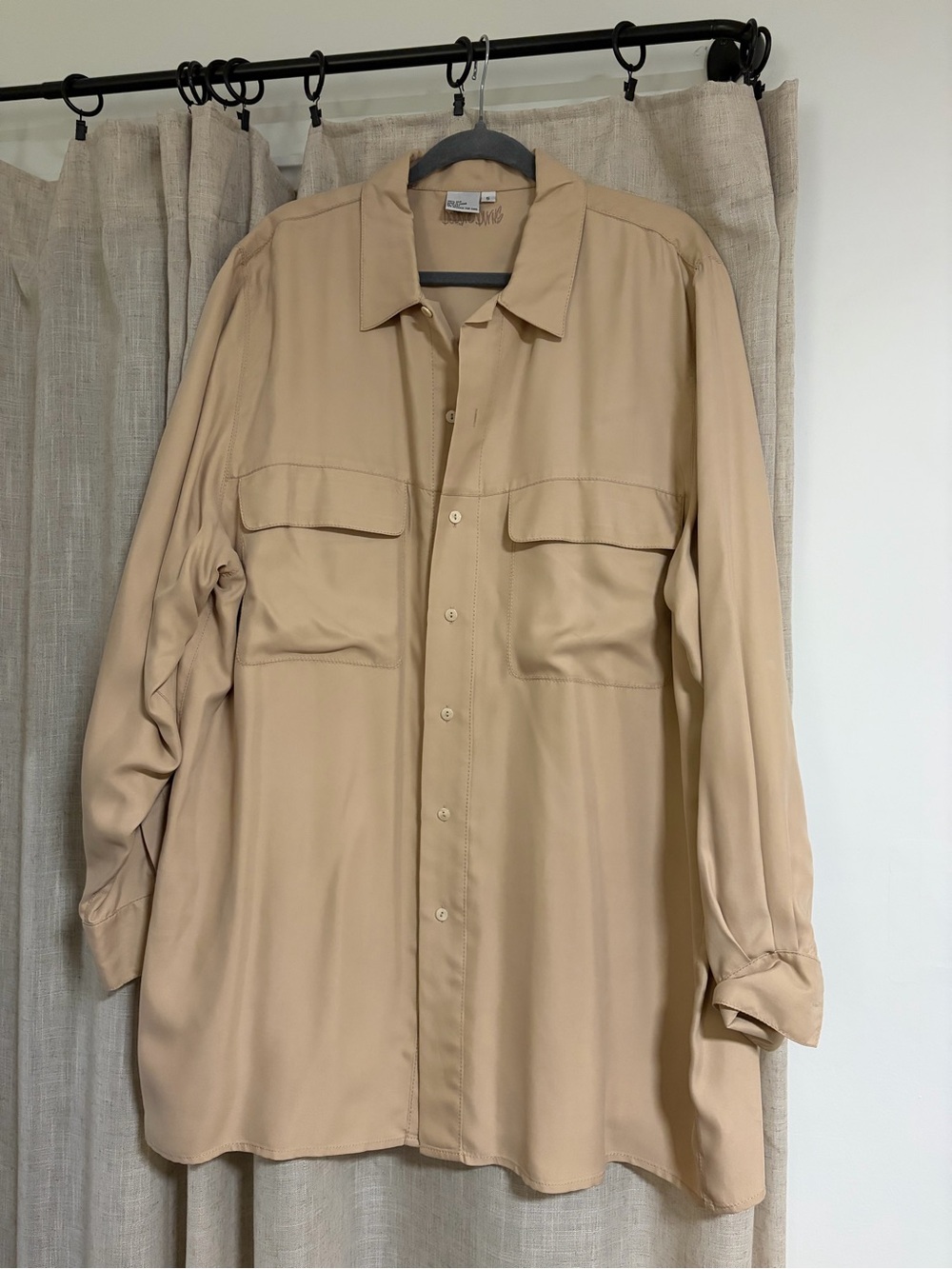 Bobbie Burns Oversized Button-Up Tunic - Beige
